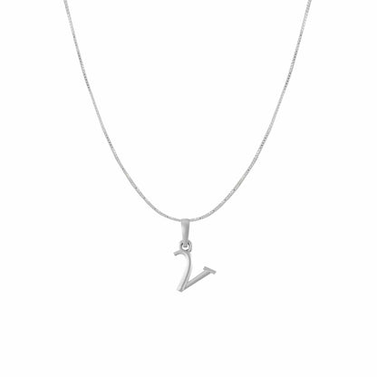 Akshat Sapphire Sterling Silver (92.5% purity) precious Name alphabet chain pendant (Pendnat with Box chain) pure silver designer alphabet chain locket