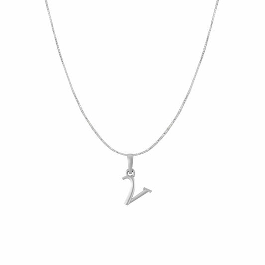 Akshat Sapphire Sterling Silver (92.5% purity) precious Name alphabet chain pendant (Pendnat with Box chain) pure silver designer alphabet chain locket