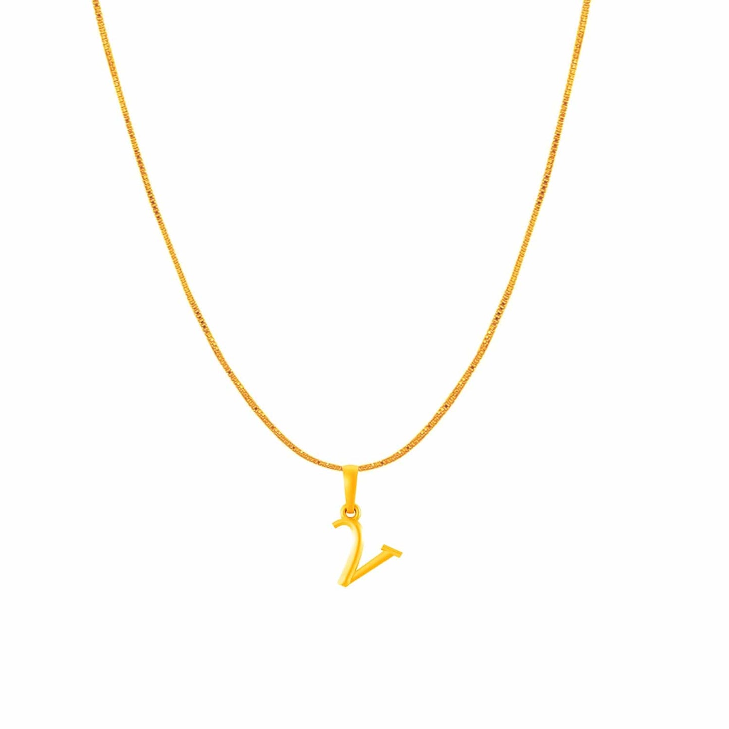22KT Gold Plated Pure Silver (92.5% purity) precious Name alphabet chain pendant (Pendnat with Box chain- 18 Inches) designer alphabet chain locket
