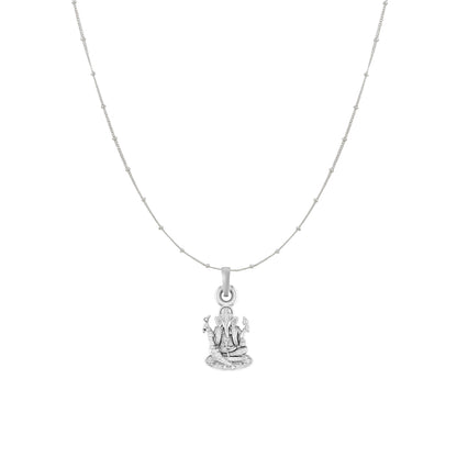 Akshat Sapphire Sterling Silver (92.5% purity) God Ganesha Chain Pendant (Pendant with Ball/Beads Chain) for Men & Women Pure Silver Lord Ganapathy Chain Locket for Good Health & Wealth