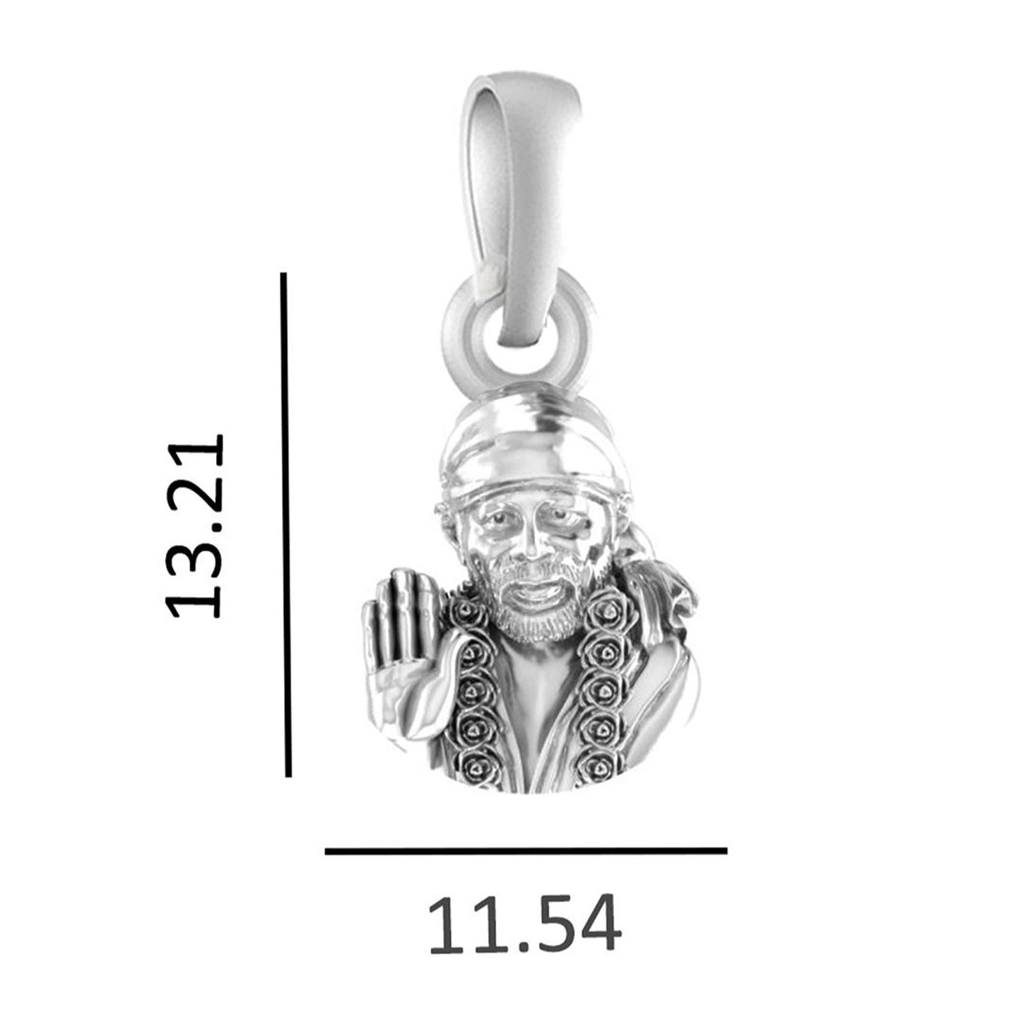 AKSHAT SAPPHIRE Sterling Silver (Silver with 92.5% purity) God Shree Sai Baba chain Pendant (Pendant with Ball/Beads Chain) for Men & Women Pure Sterling Silver Lord Sai Baba chain Locket For Good Wealth & Health