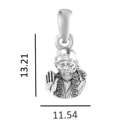 AKSHAT SAPPHIRE Sterling Silver (Silver with 92.5% purity) God Shree Sai Baba chain Pendant (Pendant with Ball/Beads Chain) for Men & Women Pure Sterling Silver Lord Sai Baba chain Locket For Good Wealth & Health