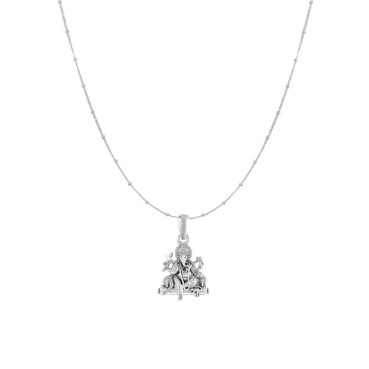 Akshat Sapphire Sterling Silver (92.5% purity) God Ganesha Chain Pendant (Pendant with Ball/Beads Chain) for Men & Women Pure Silver Lord Ganapathy Chain Locket for Good Health & Wealth