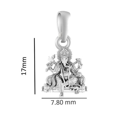 Akshat Sapphire Sterling Silver (92.5% purity) God Ganesha Chain Pendant (Pendant with Ball/Beads Chain) for Men & Women Pure Silver Lord Ganapathy Chain Locket for Good Health & Wealth