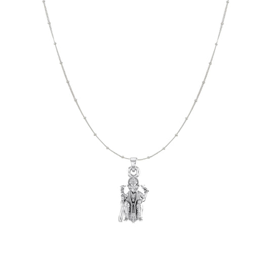 Akshat Sapphire Sterling Silver (92.5% purity) God Ganesha Chain Pendant (Pendant with Ball/Beads Chain) for Men & Women Pure Silver Lord Ganapathy Chain Locket for Good Health & Wealth