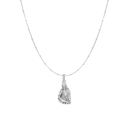 AKSHAT SAPPHIRE Sterling Silver (Silver with 92.5% purity) God Shree Sai Baba chain Pendant (Pendant with Ball/Beads Chain) for Men & Women Pure Sterling Silver Lord Sai Baba chain Locket For Good Wealth & Health