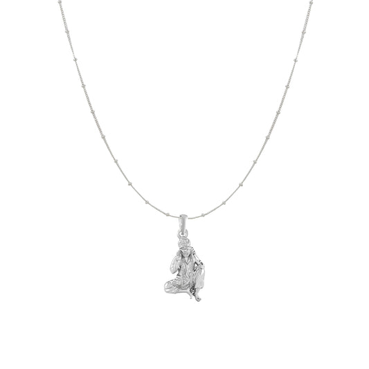AKSHAT SAPPHIRE Sterling Silver (Silver with 92.5% purity) God Shree Sai Baba chain Pendant (Pendant with Ball/Beads Chain) for Men & Women Pure Sterling Silver Lord Sai Baba chain Locket For Good Wealth & Health