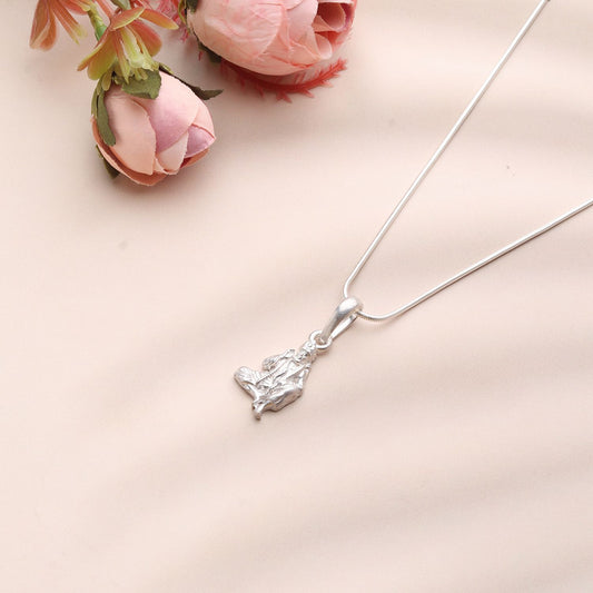 AKSHAT SAPPHIRE Sterling Silver (Silver with 92.5% purity) God Shree Sai Baba chain Pendant (Pendant with Ball/Beads Chain) for Men & Women Pure Sterling Silver Lord Sai Baba chain Locket For Good Wealth & Health