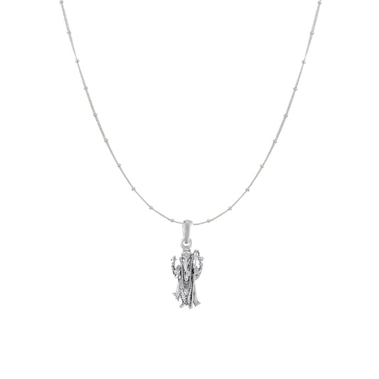 Akshat Sapphire Sterling Silver (92.5% purity) God Ganesha Chain Pendant (Pendant with Ball/Beads Chain) for Men & Women Pure Silver Lord Ganapathy Chain Locket for Good Health & Wealth