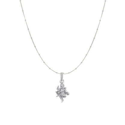 Akshat Sapphire Sterling Silver (92.5% purity) God Ganesha Chain Pendant (Pendant with Ball/Beads Chain) for Men & Women Pure Silver Lord Ganapathy Chain Locket for Good Health & Wealth