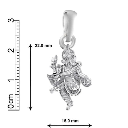 Akshat Sapphire Sterling Silver (92.5% purity) God Ganesha Chain Pendant (Pendant with Ball/Beads Chain) for Men & Women Pure Silver Lord Ganapathy Chain Locket for Good Health & Wealth