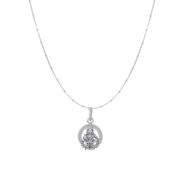 Akshat Sapphire Sterling Silver (92.5% purity) God Ayyappa Chain Pendant (Pendant with Ball/Beads Chain) for Men & Women Pure Silver Lord Ayyappa Chain Locket