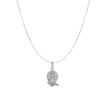 Akshat Sapphire Sterling Silver (92.5% purity) God Kartikeya Chain Pendant (Pendant with Ball/Beads Chain) for Men & Women Pure Silver Lord Kartikeya Chain Locket for Good Health & Wealth