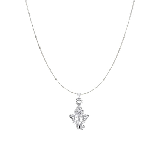 Akshat Sapphire Sterling Silver (92.5% purity) God Ganesha Chain Pendant (Pendant with Ball/Beads Chain) for Men & Women Pure Silver Lord Ganapathy Chain Locket for Good Health & Wealth