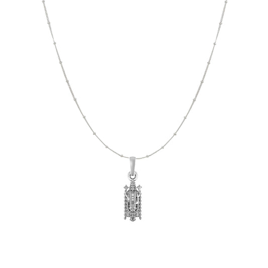 Akshat Sapphire Sterling Silver (92.5% purity) God Tirupati Bala Ji Chain Pendant (Pendant with Ball/Beads Chain) for Men & Women Pure Silver Lord Bala Ji Chain Locket for Good Health & Wealth