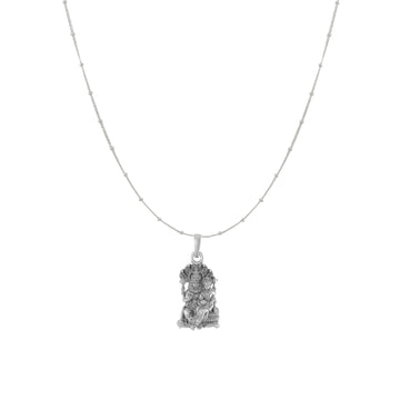 Akshat Sapphire Sterling Silver (92.5% purity) God Narsimha and Laxmi ji Chain Pendant (Pendant with Ball/Beads Chain) for Men & Women Pure Silver Lord Narsimha and Laxmi ji Chain Locket for Health & Wealth
