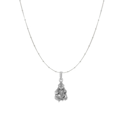 Akshat Sapphire Sterling Silver (92.5% purity) God Kuber Chain Pendant (Pendant with Ball/Beads Chain) for Men & Women Pure Silver Lord Kubera Chain Locket for Good Health & Wealth