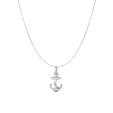 Akshat Sapphire Sterling Silver (92.5% purity) Ship Anchor Chain Pendant (Pendant with Ball/Beads Chain) for Men & Women Pure Silver Stylish and fashionable ship anchor chain Locket for Good Health & Wealth