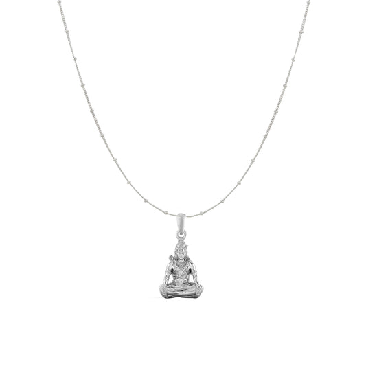 Akshat Sapphire Sterling Silver (92.5% purity) God Shiva Chain Pendant (Pendant with Ball/Beads Chain) for Men & Women Pure Silver Lord Shiv Chain Locket for Good Health & Wealth