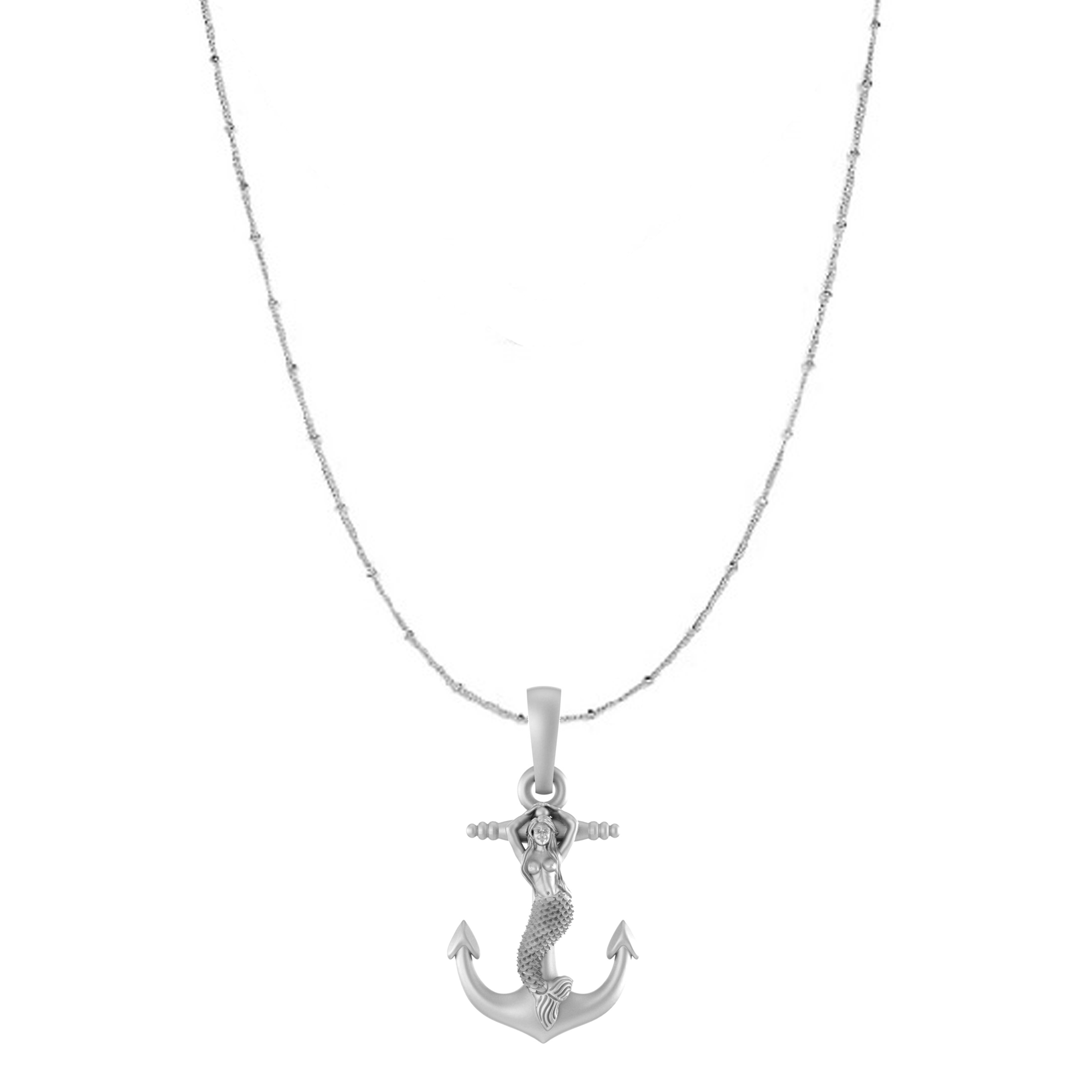 Akshat Sapphire Sterling Silver (92.5% purity) Ship Anchor Chain Pendant (Pendant with Ball/Beads Chain) for Men & Women Pure Silver Stylish and fashionable ship anchor chain Locket for Good Health & Wealth