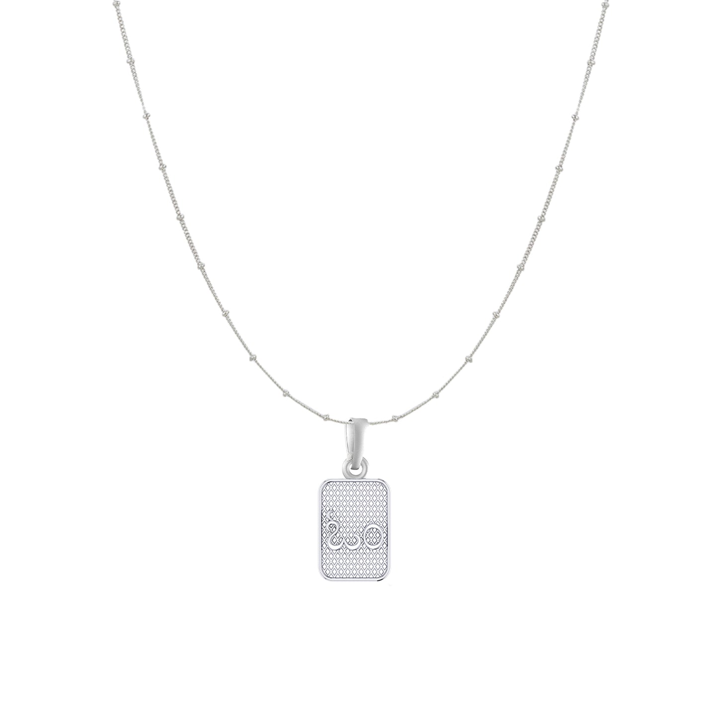 Akshat Sapphire Sterling Silver (92.5% purity) Spiritual OM Chain Pendant (Pendant with Ball/Beads Chain) for Men & Women Pure Silver Divine OM Chain Locket for Health & Wealth
