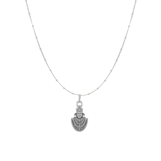 Akshat Sapphire Sterling Silver (92.5% purity) God Baba Khatu Shyam Chain Pendant (Pendant with Ball/Beads Chain) for Men & Women Pure Silver Lord Baba Khatu Shyam Chain Locket for Good Health & Wealth