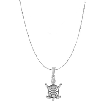 Akshat Sapphire Sterling Silver (92.5% purity) Prosperity and Piece Symbolic Tortoise Chain Pendant (Pendant with Ball/Beads Chain) for Men & Women Pure Silver Turtle Chain Locket for Piece and prosperity