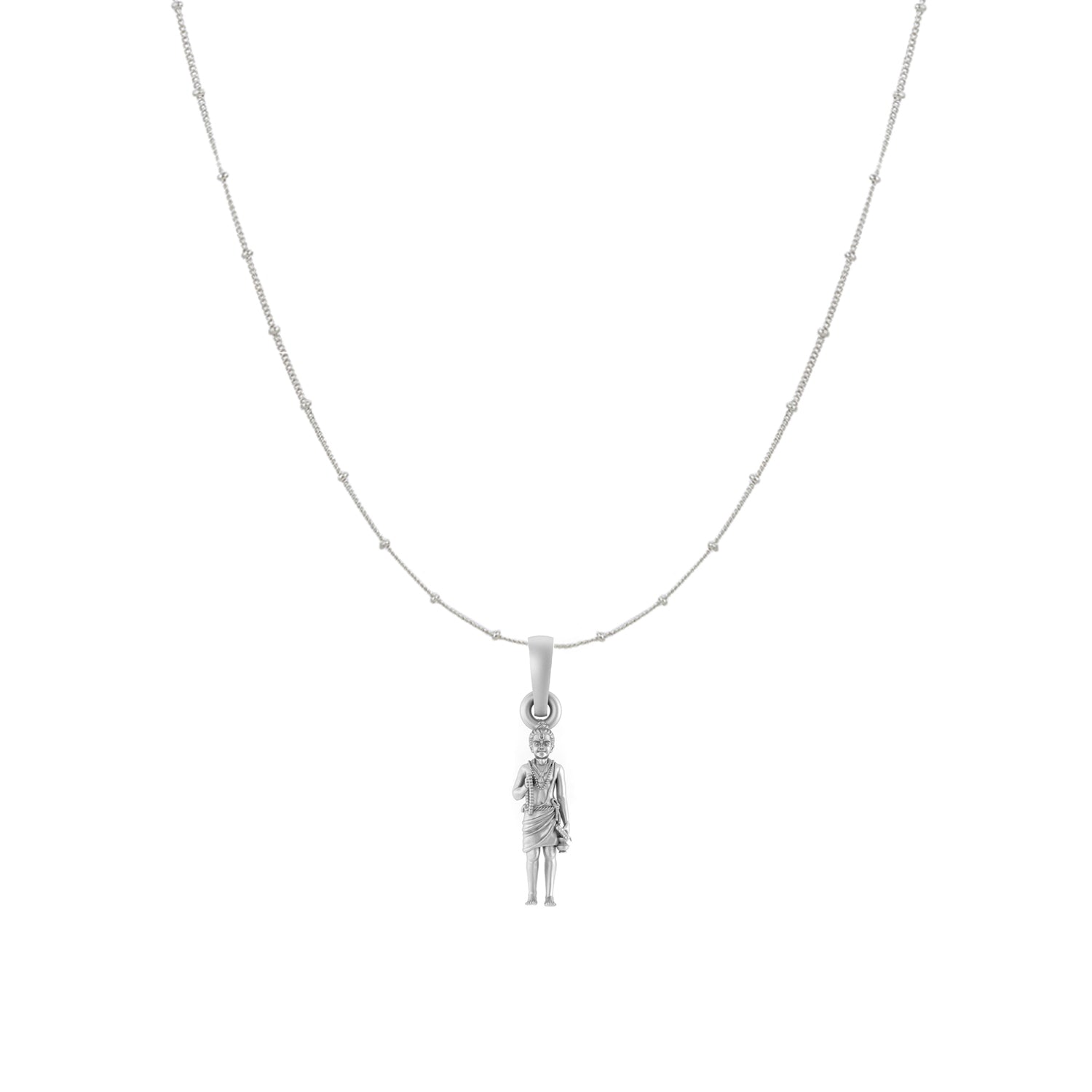 Akshat Sapphire Sterling Silver (92.5% purity) God Swaminarayan Chain Pendant (Pendant with Ball/Beads Chain) for Men & Women Pure Silver Swaminarayan Chain Locket for Good Health & Wealth