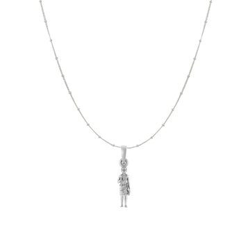 Akshat Sapphire Sterling Silver (92.5% purity) God Swaminarayan Chain Pendant (Pendant with Ball/Beads Chain) for Men & Women Pure Silver Swaminarayan Chain Locket for Good Health & Wealth