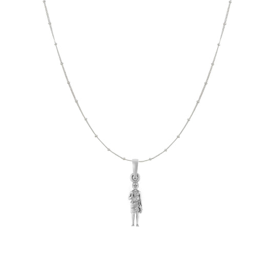 Akshat Sapphire Sterling Silver (92.5% purity) God Swaminarayan Chain Pendant (Pendant with Ball/Beads Chain) for Men & Women Pure Silver Swaminarayan Chain Locket for Good Health & Wealth