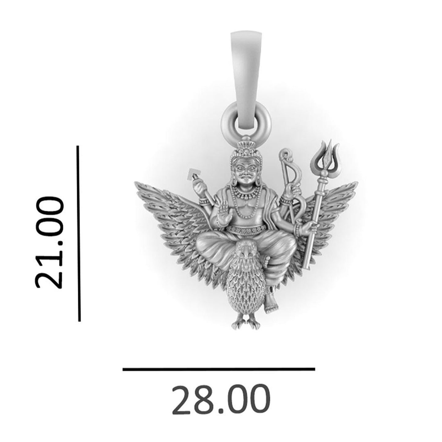 God Shani Dev Pure Silver 92.5% purity Chain pendant by Shani Dev Pendant (Pendant with Ball Chain-18 inches)