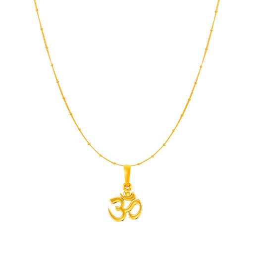 22KT Gold Plated Sterling Silver (92.5% Purity) Pure Silver Spiritual OM Chain Pendant (Locket with Ball Chain) for Women