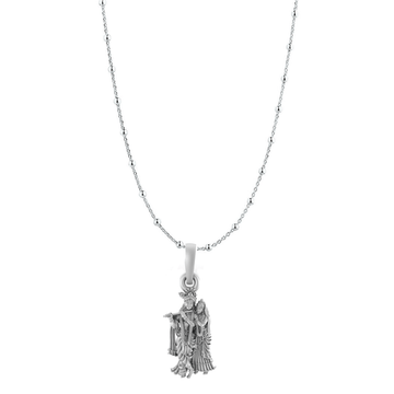 Akshat Sapphire Sterling Silver (92.5% purity) God Radha Krishna Chain Pendant (Pendant with Ball/Beads Chain) for Men & Women Pure Silver Lord Radha kishan Chain Locket for Good Health & Wealth