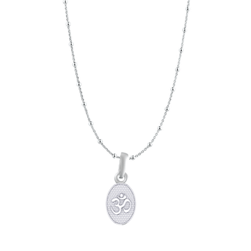 Akshat Sapphire Sterling Silver (92.5% purity) Spiritual OM Chain Pendant (Pendant with Ball/Beads Chain) for Men & Women Pure Silver Divine OM Chain Locket for Health & Wealth