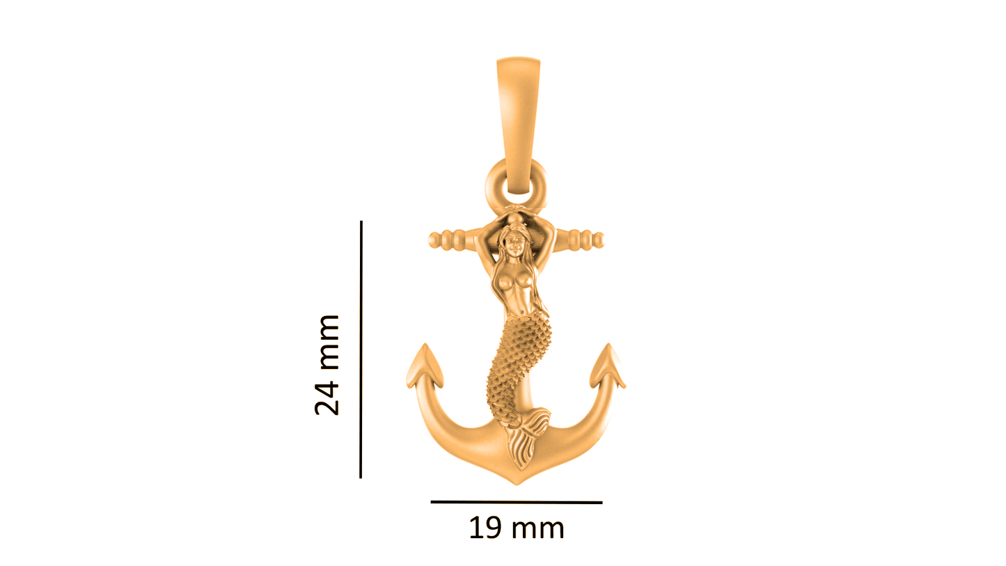 22KT Gold Plated Sterling Silver (92.5% Purity) Pure Silver Ship Anchor Chain Pendant (Locket with Ball Chain) for Women