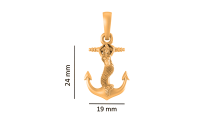 22KT Gold Plated Sterling Silver (92.5% Purity) Pure Silver Ship Anchor Chain Pendant (Locket with Ball Chain) for Women