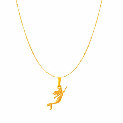 22KT Gold Plated Sterling Silver (92.5% Purity) Pure Silver ambitious and Stylish divine Mermaid Chain Pendant (Locket with Ball Chain) for Women