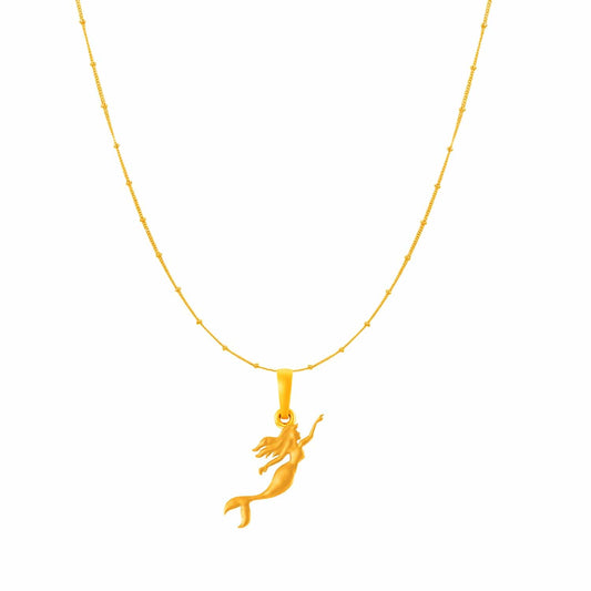 22KT Gold Plated Sterling Silver (92.5% Purity) Pure Silver ambitious and Stylish divine Mermaid Chain Pendant (Locket with Ball Chain) for Women