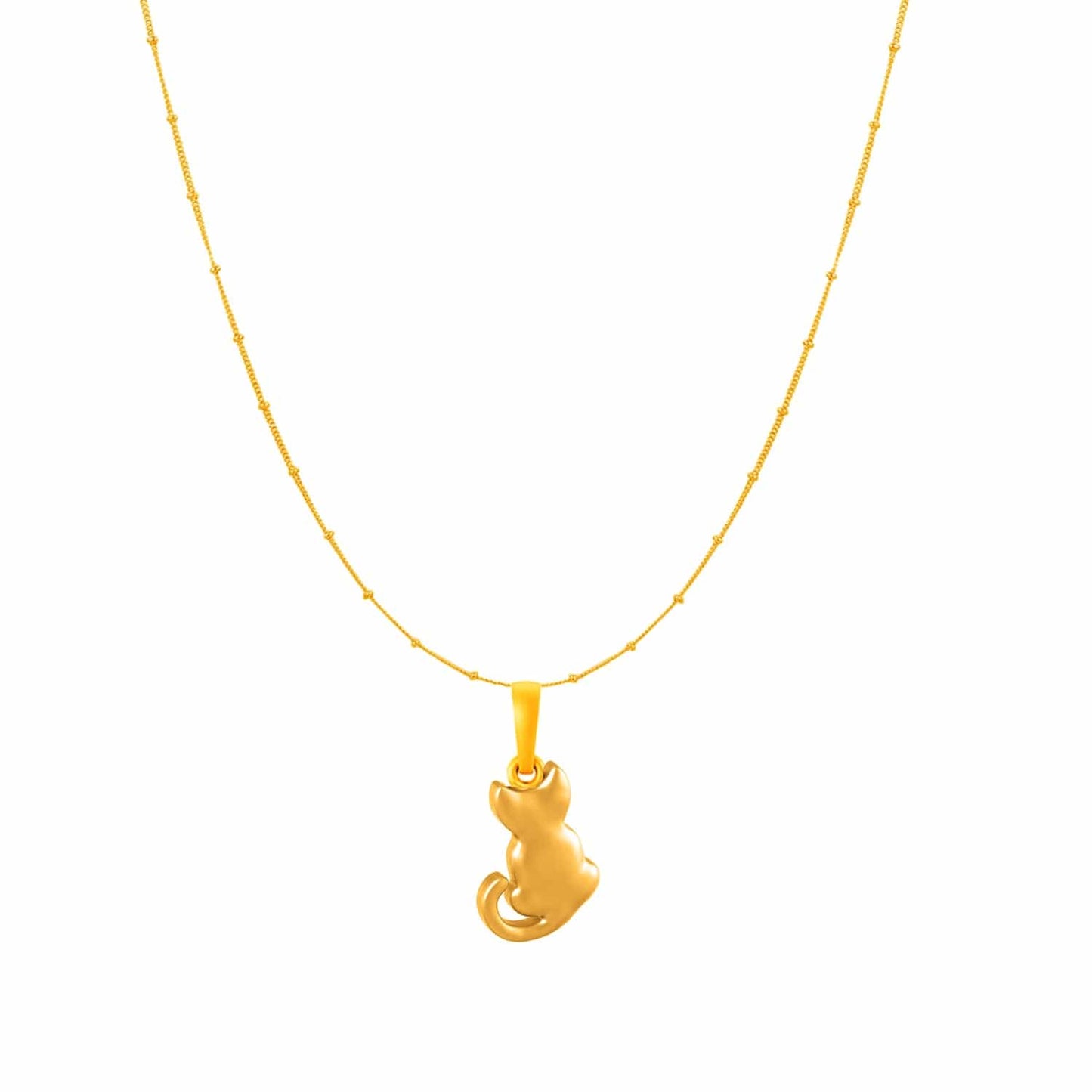 22KT Gold Plated Sterling Silver (92.5% Purity) Pure Silver Stylish and Fashionable Cute Cat Chain Pendant (Locket with Ball Chain) for Women