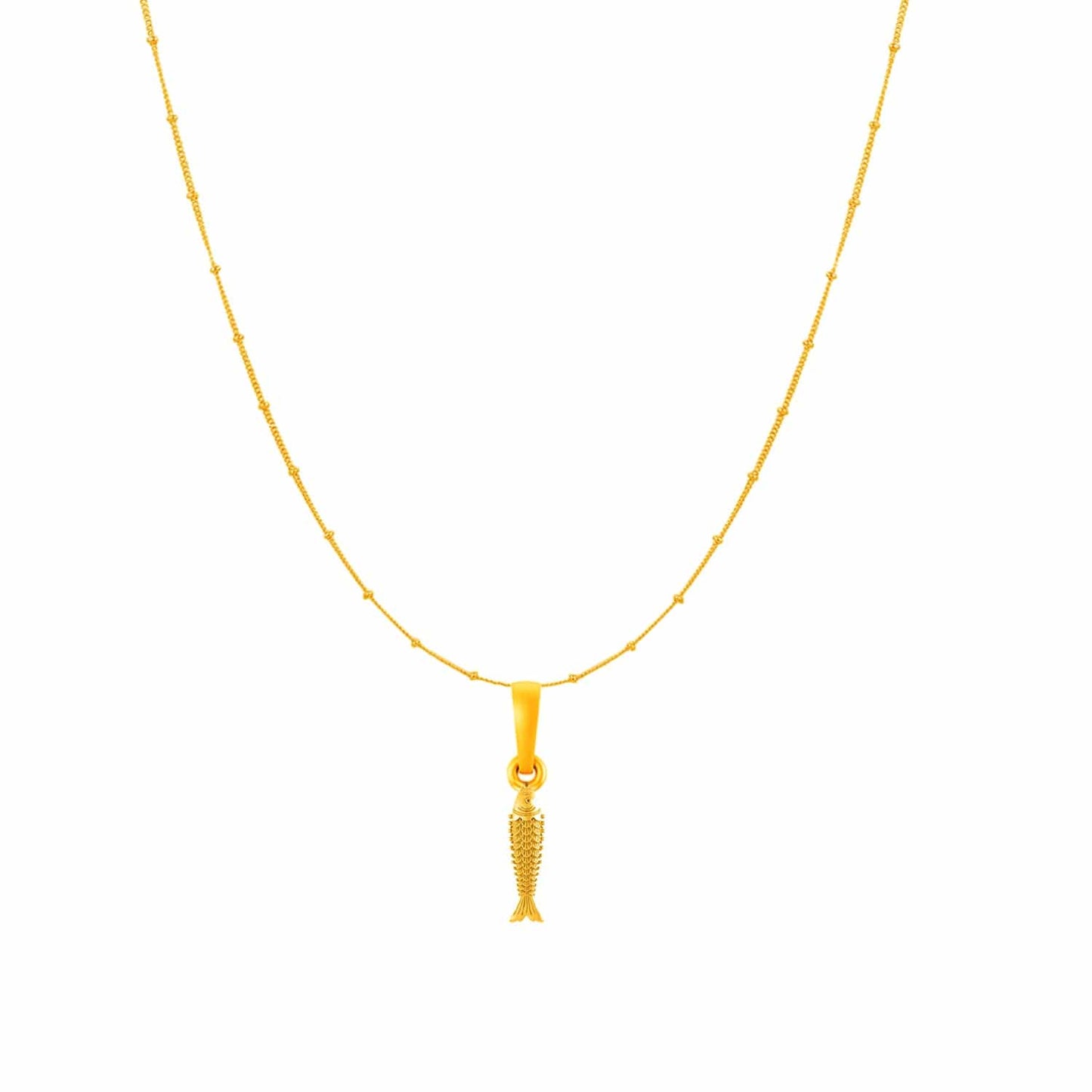 22KT Gold Plated Sterling Silver (92.5% Purity) Pure Silver Stylish and Fashionable Fish Chain Pendant (Locket with Ball Chain) for Women