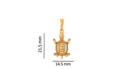 22KT Gold Plated Sterling Silver (92.5% Purity) Pure Silver Prosperity and peace Symbolic Tortoise Chain Pendant (Locket with Ball Chain) for Women