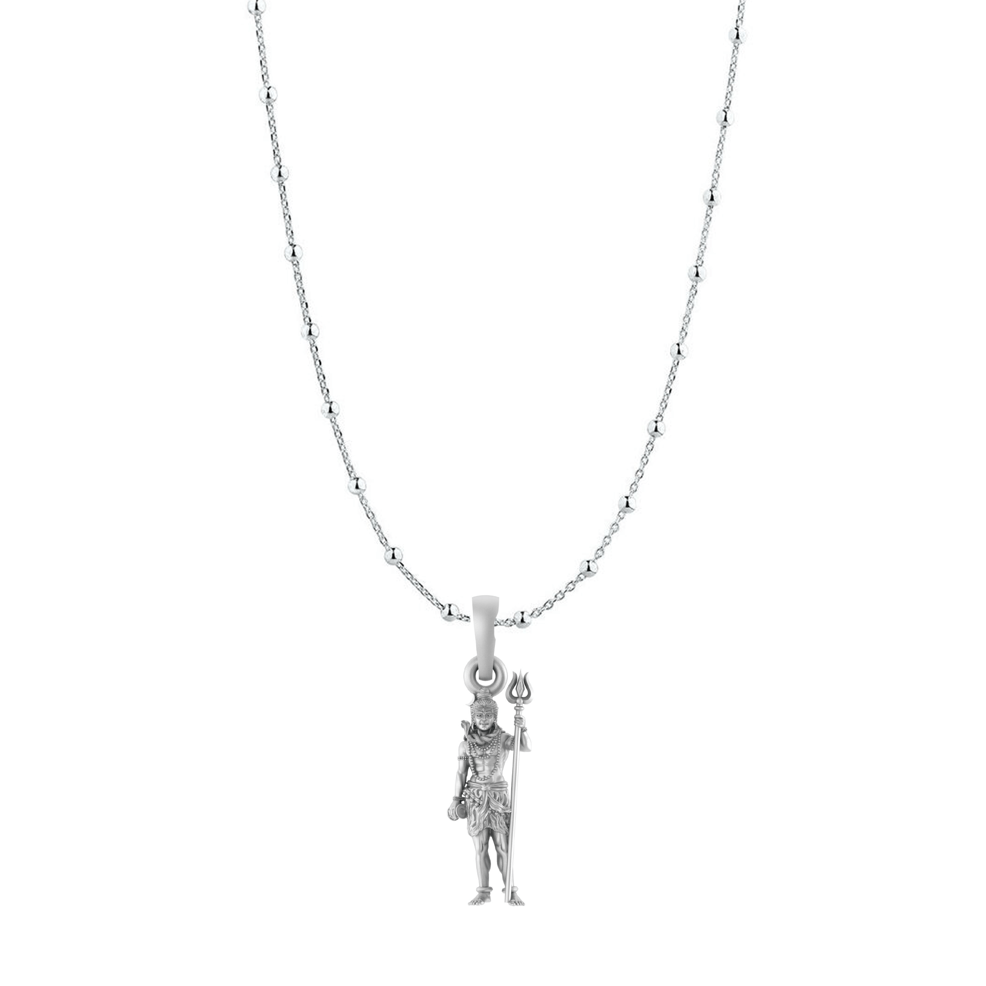 God Shiva Pure Silver 92.5% purity Chain pendant by Akshat Sapphire Shiva Pendant (Pendant with Ball Chain-18 inches)