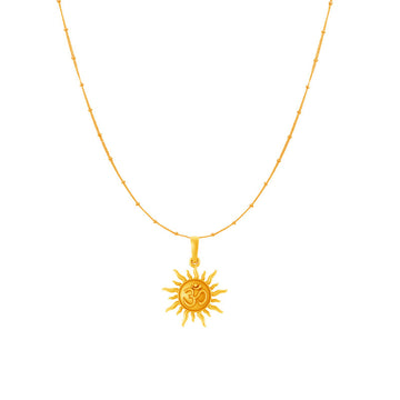 Akshat Sapphire 22KT Gold Plated Sterling Silver (92.5% purity) Spiritual Sun Chain Pendant (Pendant with Anchor Chain-18 inches) for  Women Pure Silver Divine Sun Chain Locket for Health & Wealth