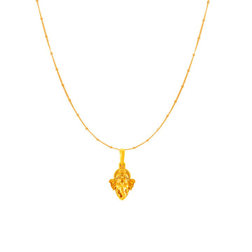 Akshat Sapphire 22KT Gold Plated Sterling Silver (92.5% purity) God Ganesha Chain Pendant (Pendant with Anchor Chain-18 inches) for  Women Pure Silver Lord Ganapathy Chain Locket for Good Health & Wealth