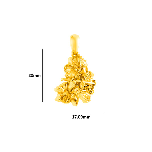 Akshat Sapphire 22KT Gold Plated Sterling Silver (with 92.5% purity) God Radha Krishna Chain Pendant (Pendant with Anchor Chain-18 inches) for  Women  Lord Radha kishan Chain Locket for Good Health & Wealth