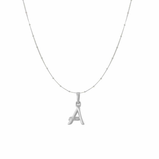 Akshat Sapphire Sterling Silver (92.5% purity) precious Name alphabet chain pendant (Pendnat with Ball  chain) pure silver designer alphabet chain locket