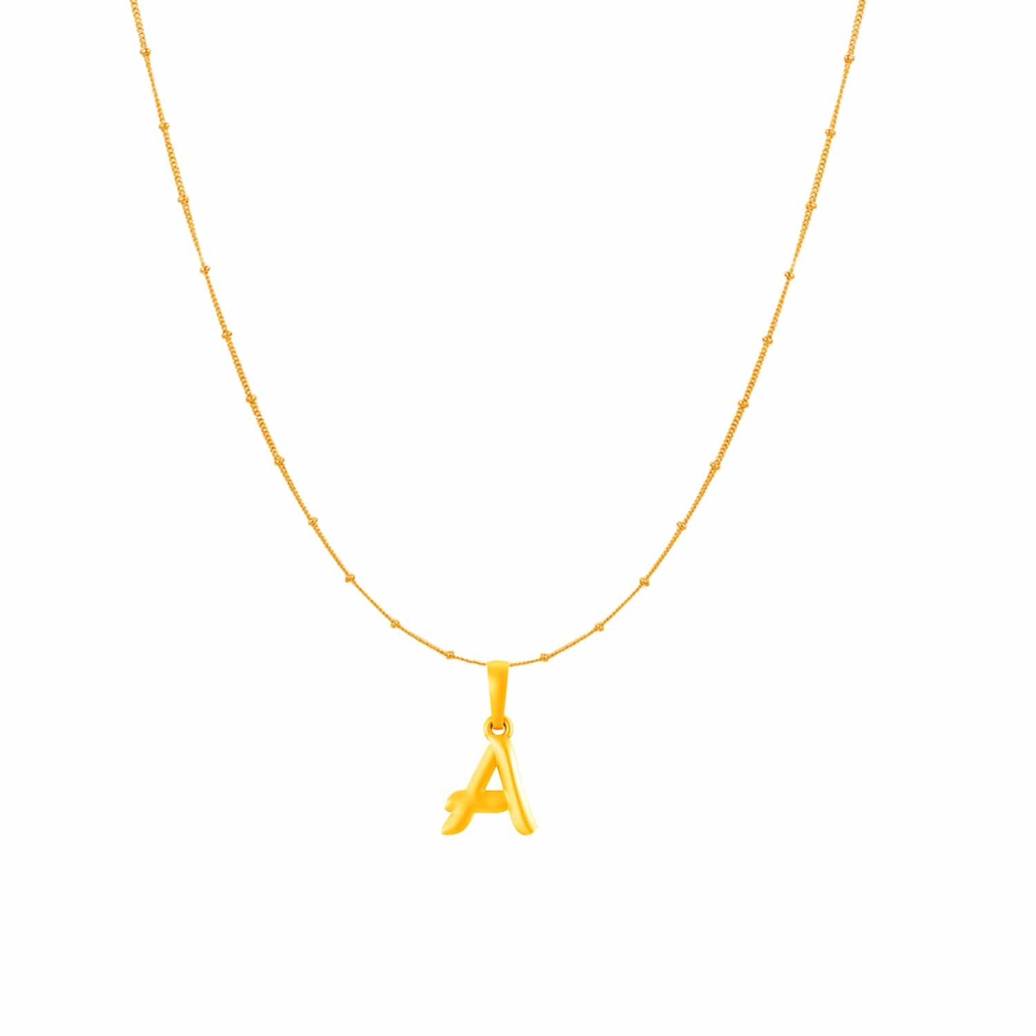 22KT Gold Plated Silver (92.5% purity) precious Name alphabet chain pendant (Pendnat with Box chain- 18 Inches) pure silver designer alphabet chain locket