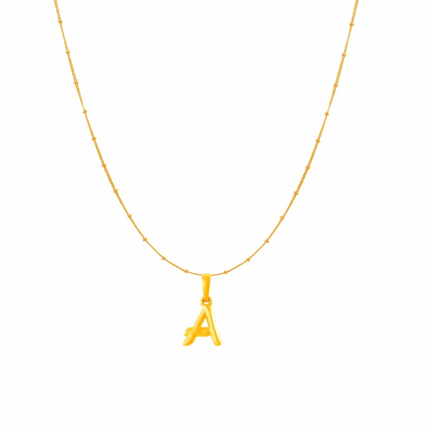 22KT Gold Plated Pure Silver (92.5% purity) precious Name alphabet chain pendant (Pendnat with Ball chain- 18 Inches) designer alphabet chain locket