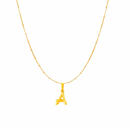 22KT Gold Plated Pure Silver (92.5% purity) precious Name alphabet chain pendant (Pendnat with Ball chain- 18 Inches) designer alphabet chain locket