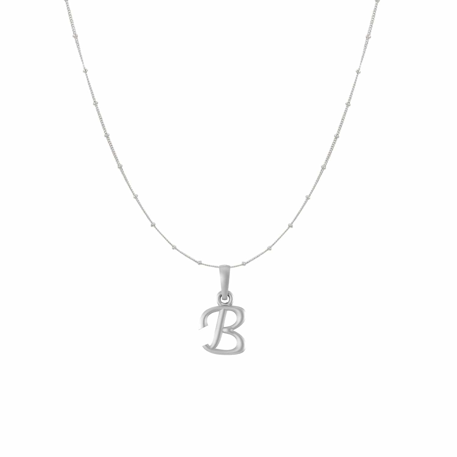 Akshat Sapphire Sterling Silver (92.5% purity) precious Name alphabet chain pendant (Pendnat with Ball  chain) pure silver designer alphabet chain locket